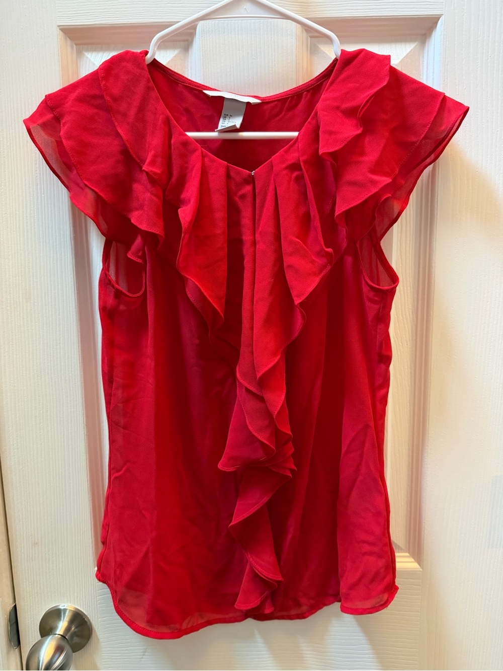 H&M Red Ruffle Front Sleeveless Camisole